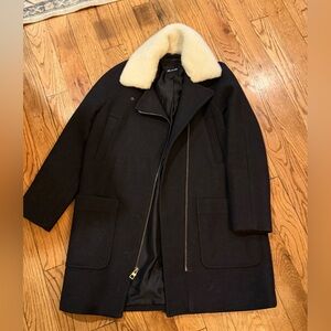 Madewell Black Coat with Cream Sherpa Collar